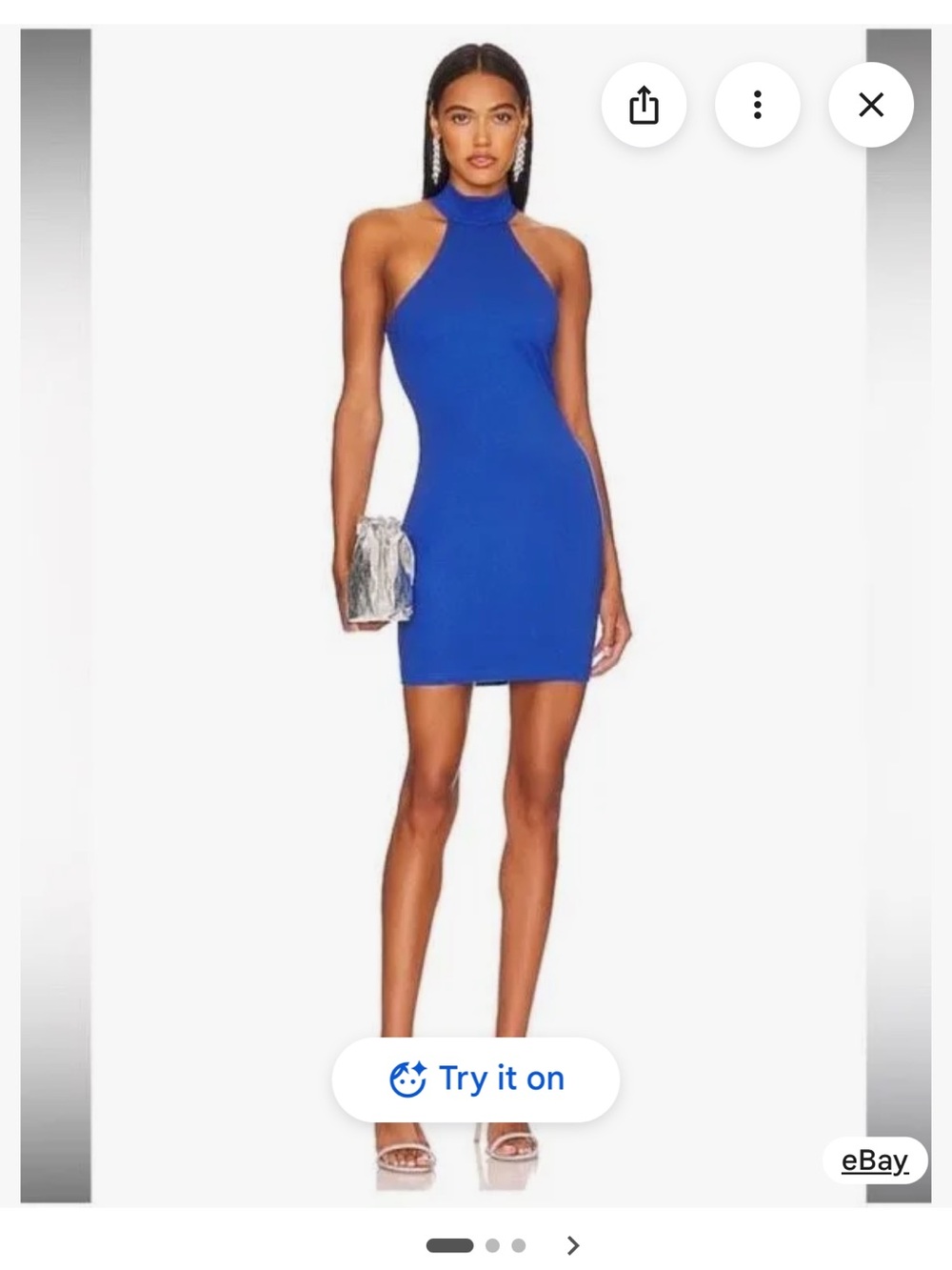 Remi x Revolve High-Neck Mini Dress in Bright Blue NWT XS